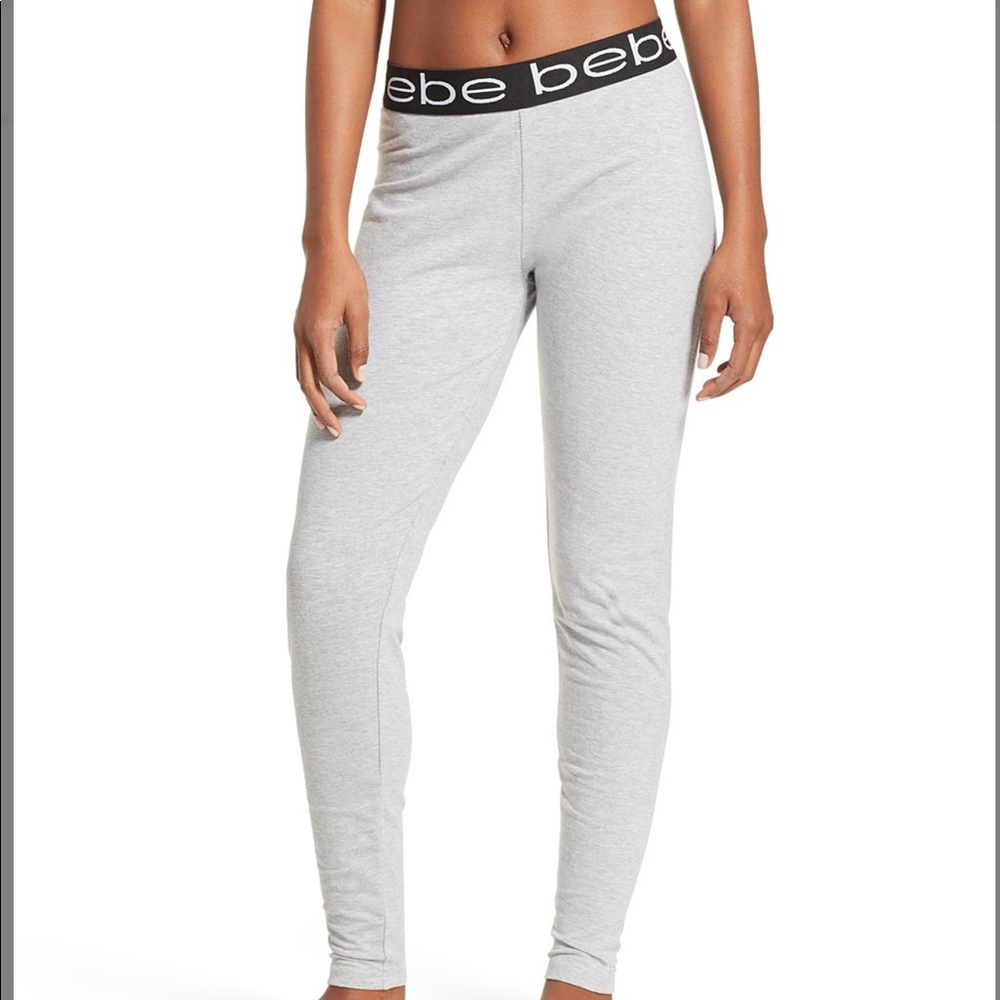BEBE Gray Logo Pajama Pants